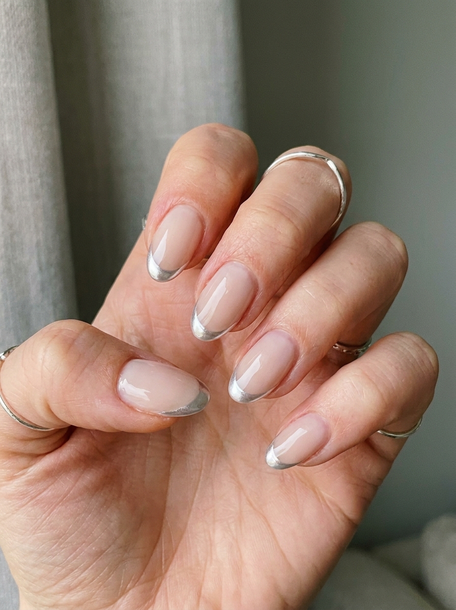 Milky French mit Chrome Tips als Milky French Nägel Inspiration 2026